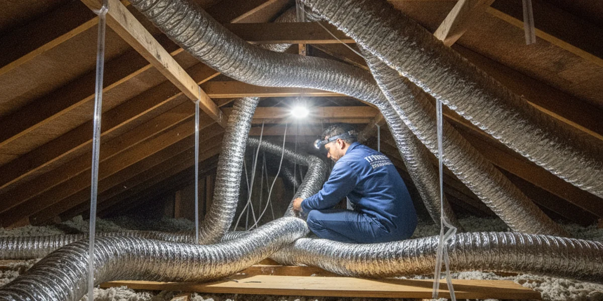 New HVAC ductwork installation in an Austin attic