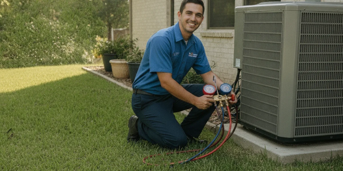 HVAC maintenance tune-up being performed in Austin, TX
